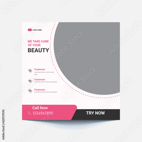 Beauty Center Makeup Social media post Banner or Square Flyer Template Design