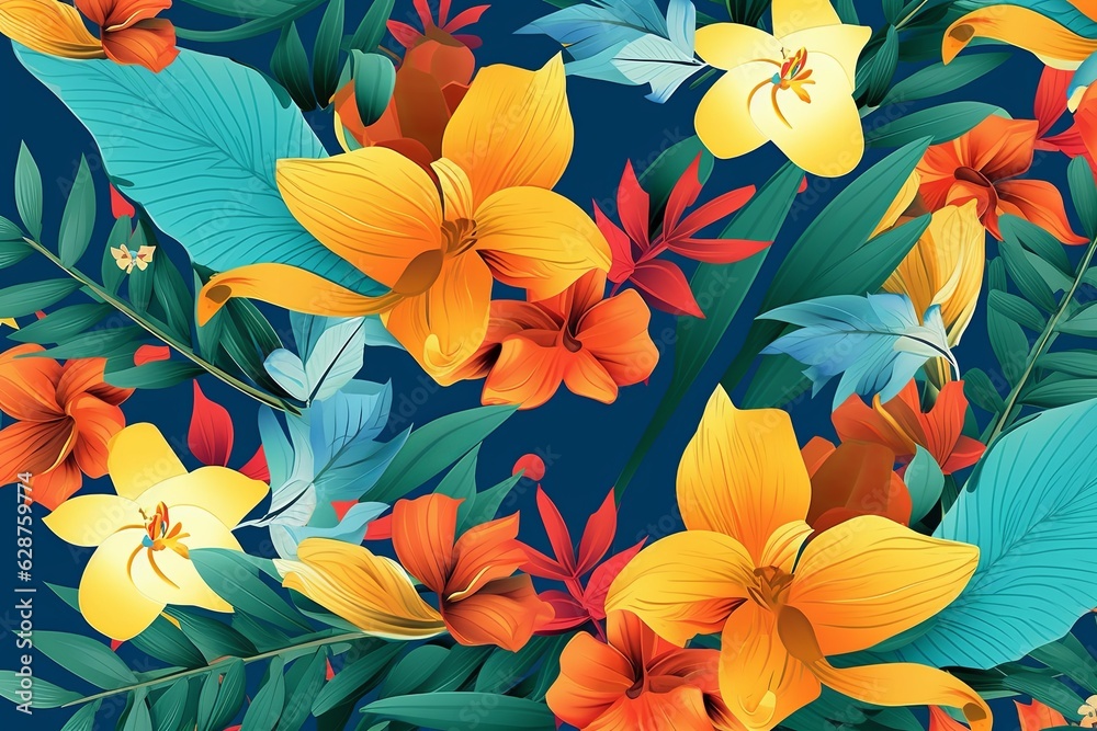 Colorful Vibrant Hand Drawn Radiant Unique Flowers Graphic Illustration Art Colorful Vibrant Hand Drawn Radiant Unique Flowers Graphic Illustration Art