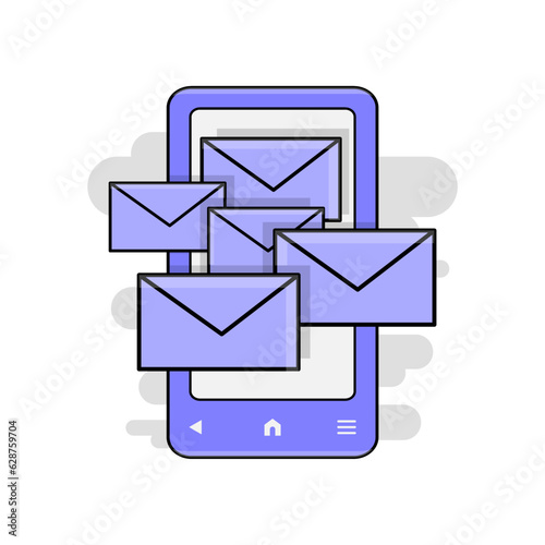 Android vector design sending many envelopes in blue colorful design concept