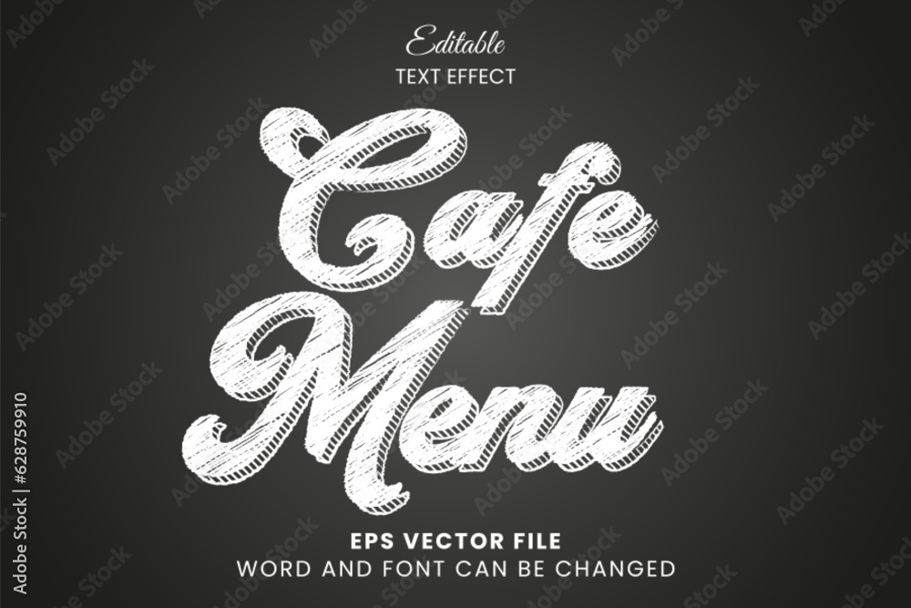 Chalk texture menu vector text effect