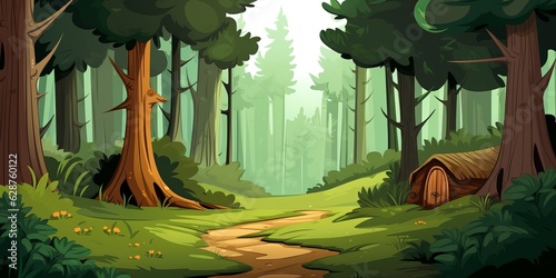 Vector style forest with tree, Generative ai © myAstock
