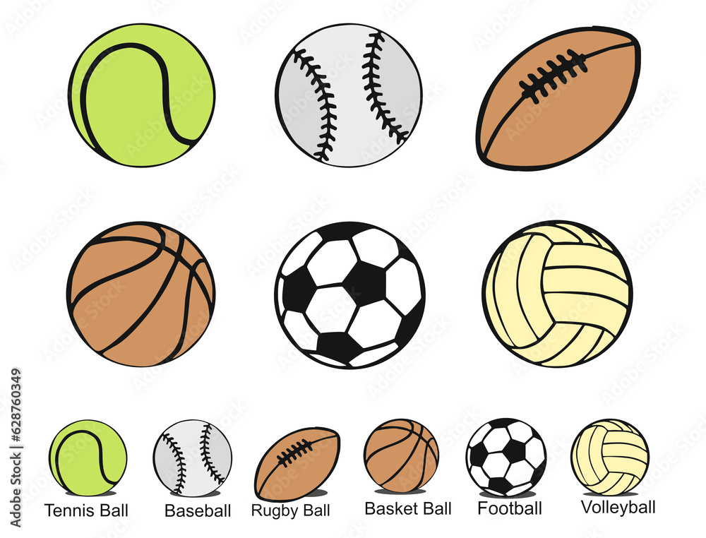 set of sport balls illustration white back ground