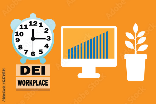 DEI diversity equity inclusion Workplace symbol. Blocks with words DEI Workplace on beautiful orange background. Business DEI diversity equity inclusion Workplace concept. Copy space.