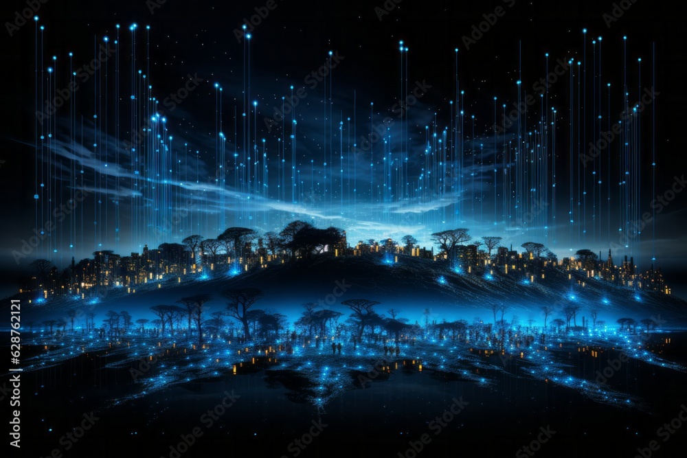 Big data consuming the Earth. New Technology and Environment concept.