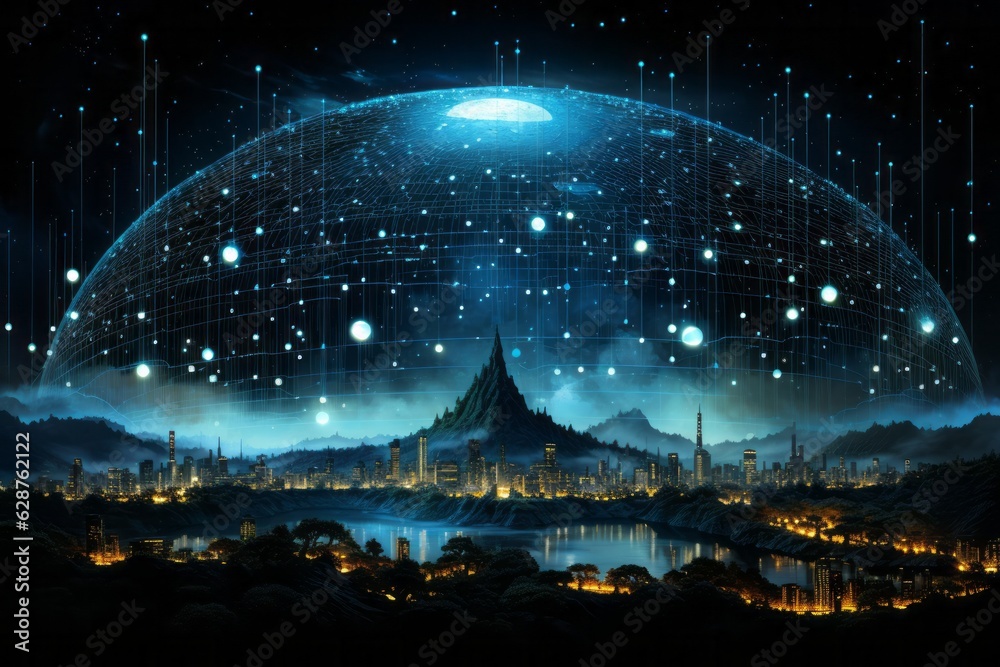Fototapeta premium Big data consuming the Earth. New Technology and Environment concept.