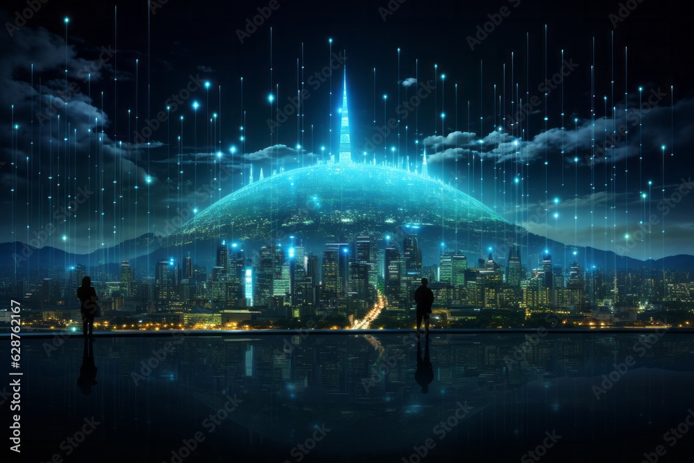 Obraz premium Big data consuming the Earth. New Technology and Environment concept.