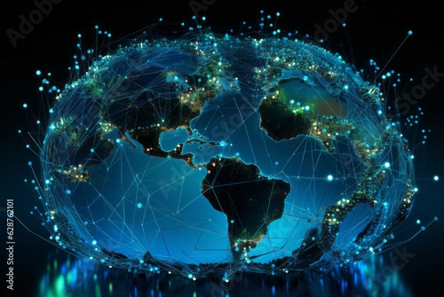 Big data consuming the Earth. New Technology and Environment concept.