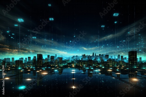 Big data consuming the Earth. New Technology and Environment concept.