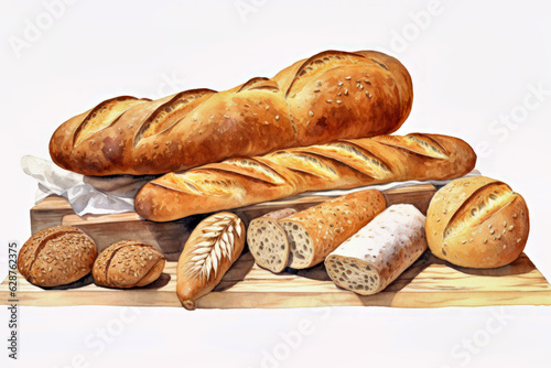 different types of baked bread on the table
