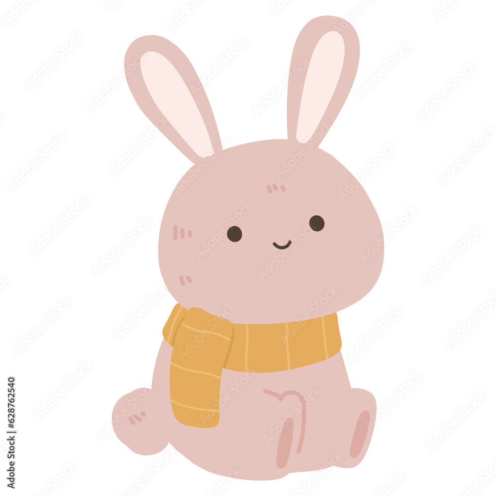 Obraz premium Pink Bunny cute cartoon harvest autumn collection