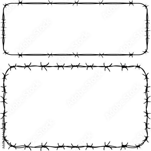Barbed wire frame vector. Rectangle frame decoration