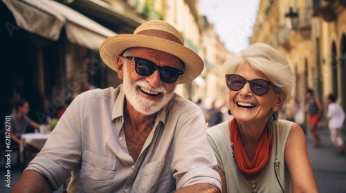 Seniors enjoy a luxurious and joyous vacation with style and enthusiasm. Generative AI