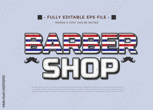 Vintage barber shop text effect editable
