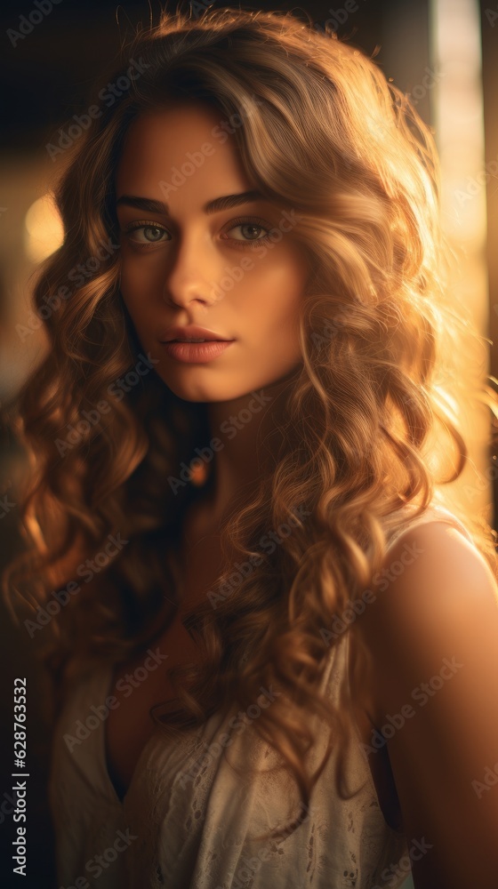 Portrait of a beautiful woman at sunset. Generative AI Portrait of a beautiful woman at sunset. Generative AI