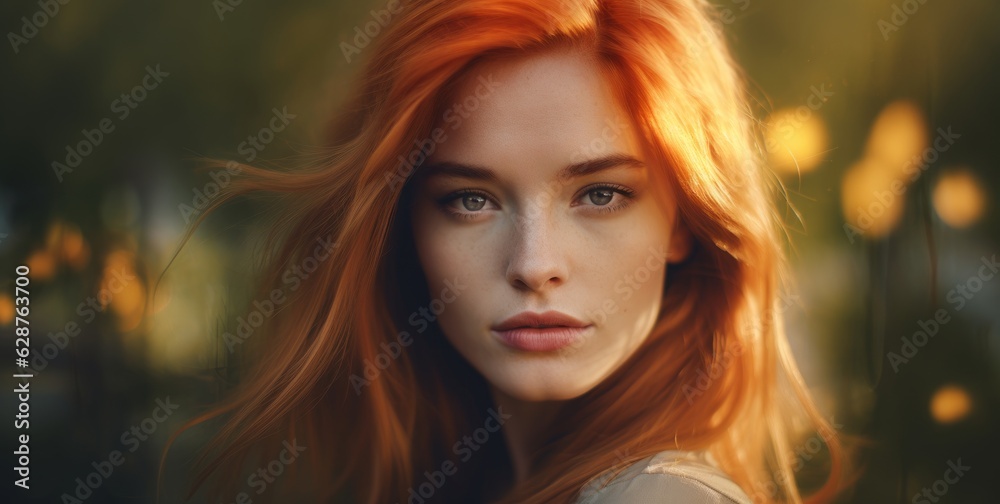Portrait of a beautiful woman at sunset. Generative AI Portrait of a beautiful woman at sunset. Generative AI