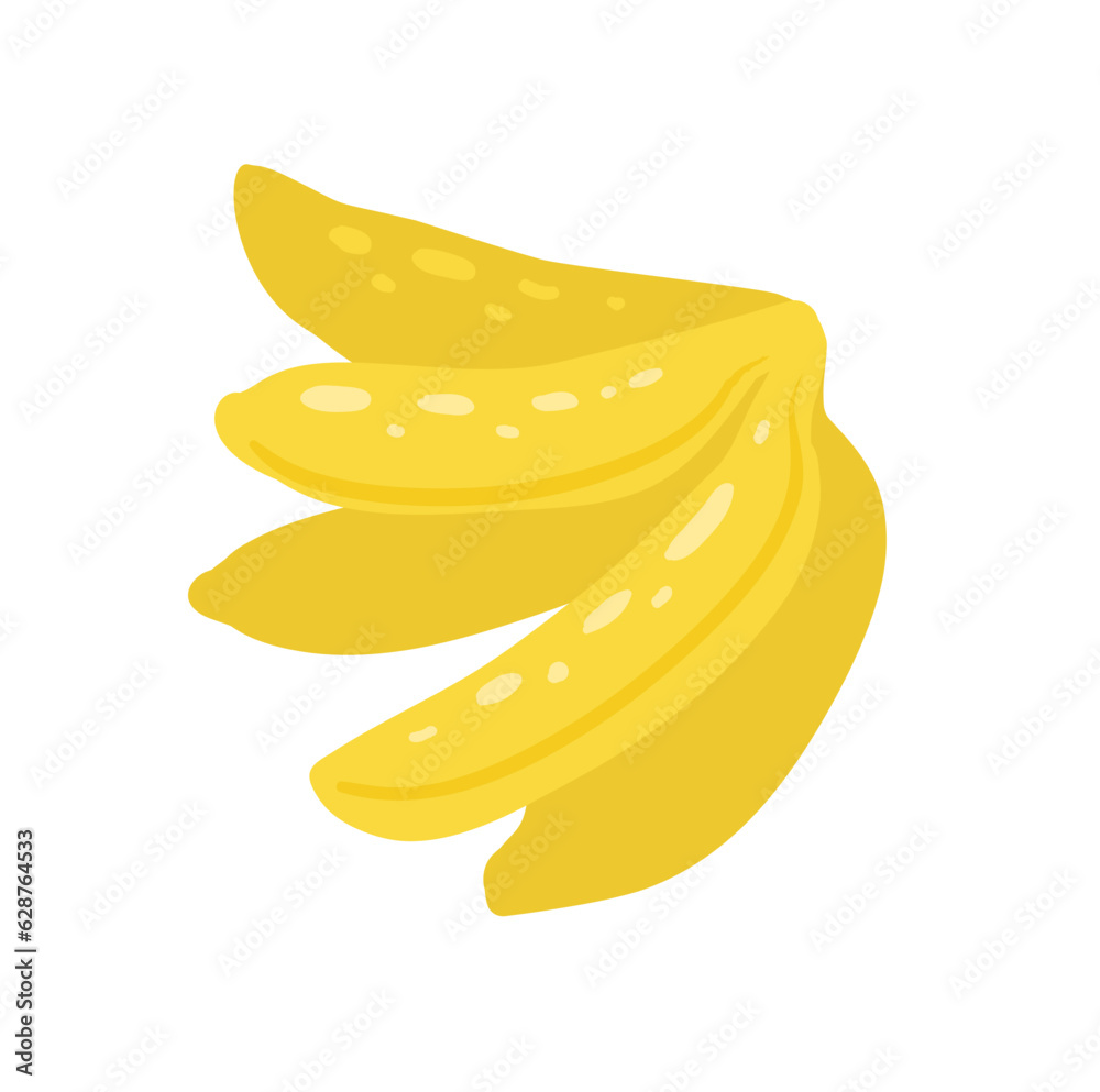 Vector illustration of a bunch of bananas isolated from background. Flat hand drawn clipart juicy tropical fruit