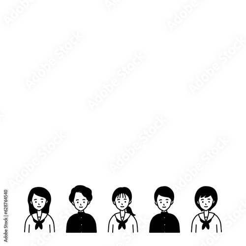 シンプルな学生たち　イラスト