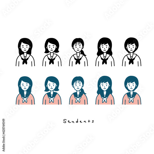 シンプルな女子生徒　イラスト