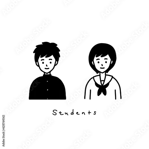 シンプルな学生たち　イラスト