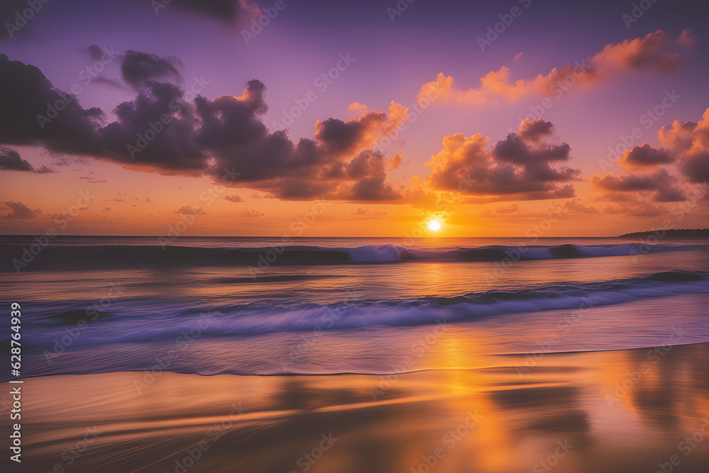 sunset beach photo.
Generative AI