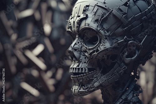 Cryptic Bizarre Dark Monster Skeleton Background with Otherworldly Design 3D Render