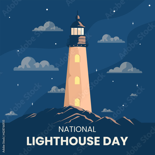 Vector graphic of national lighthouse day