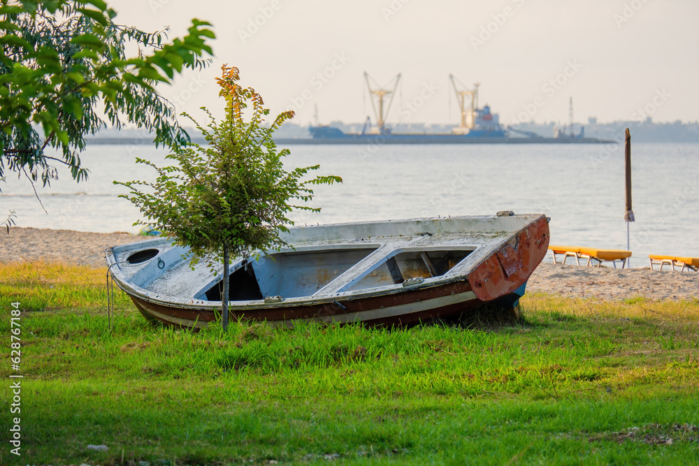 abandoned fisherman boat on beach abandoned fisherman boat on beach