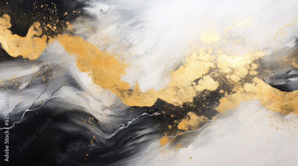 gold white black marble ink abstract art from exquisite original painting for abstract full background, generative AI gold white black marble ink abstract art from exquisite original painting for abstract full background, generative AI