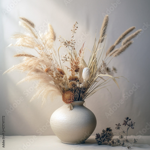 Beautiful flowers in a beautiful pot, unusual background, made by a professional. photo