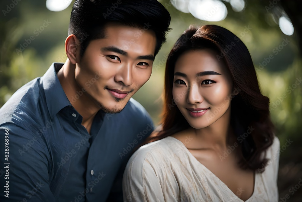 portrait of a young beautiful asian couple. Man and woman. portrait of a young beautiful asian couple. Man and woman.