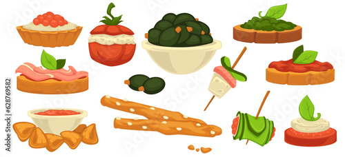 Snacks and appetizers, seaweed and bread canape