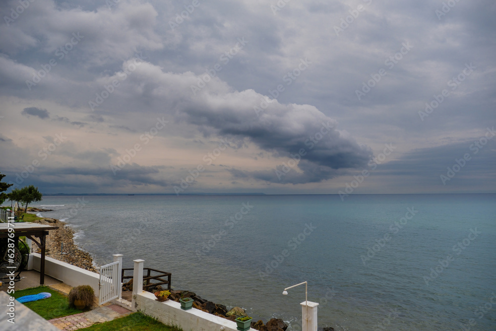 Fototapeta Beautiful view of sea with stormy clouds