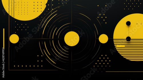 Abstract yellow black geometric background, AI generated Image