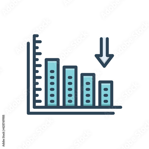 Color illustration icon for decreased