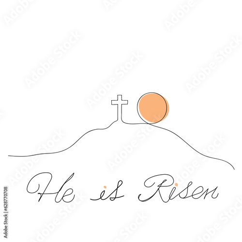 Happy Easter Sunday theme line art, vector , illustration. 