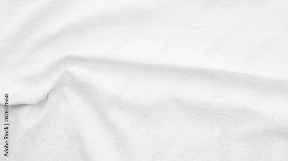 Organic Fabric cotton backdrop White linen canvas crumpled natural cotton fabric Natural handmade linen top view background  organic Eco textiles White Fabric linen texture