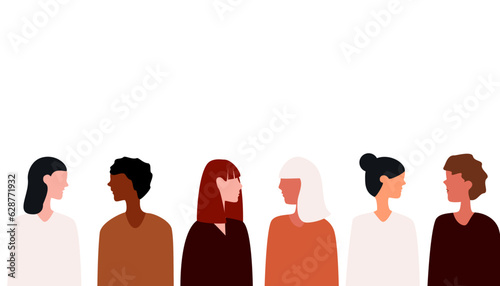 people's community side view female characters of various nationalities.