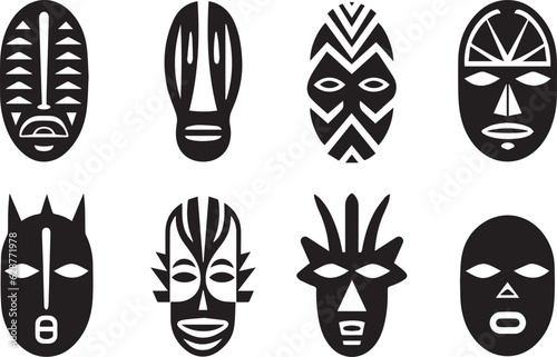 Set of African Tribal Masks, Tribal Masks vector illustration