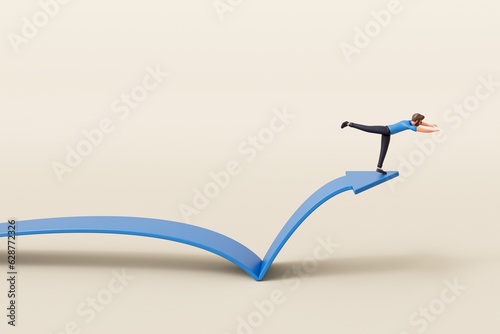 Εκτύπωση καμβά A businessman taking the plunge jumping or diving off of an opportunity arrow