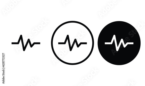 icon pulse black outline for web site design 
and mobile dark mode apps 
Vector illustration on a white background