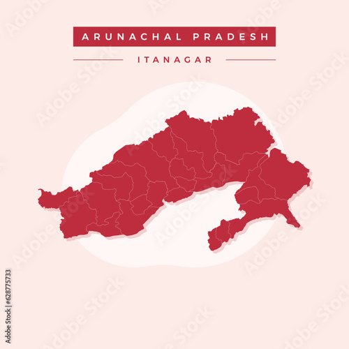 National map of Arunachal Pradesh, Arunachal Pradesh map vector, illustration vector of Arunachal Pradesh Map.