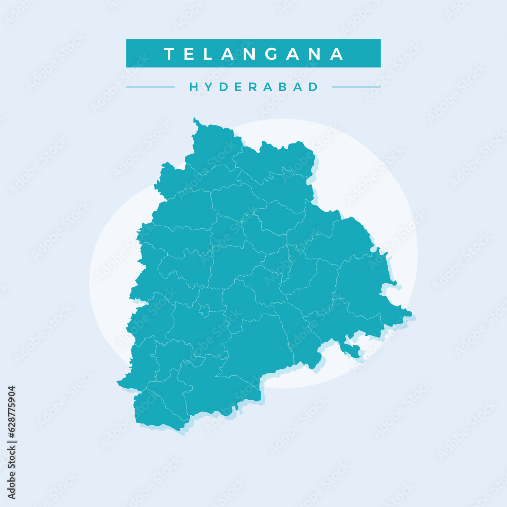 National map of Telangana, Telangana map vector, illustration vector of Telangana Map.