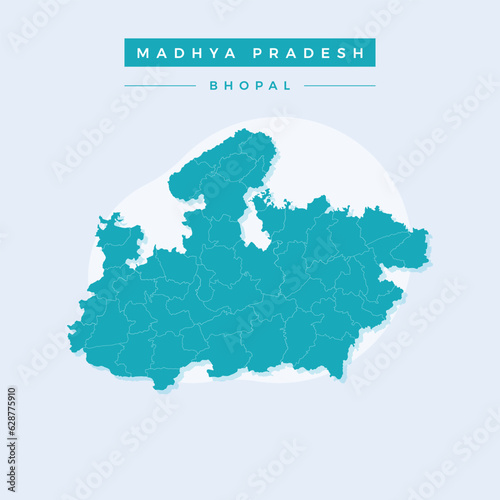 National map of Madhya Pradesh, Madhya Pradesh map vector, illustration vector of Madhya Pradesh Map. photo