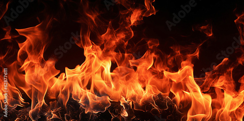 Fire and flames on a black background.
