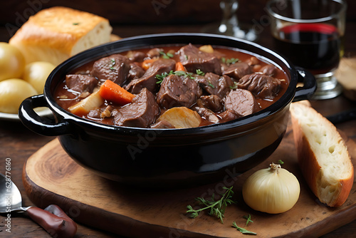 Beef Bourguignon A stew made of beef braise