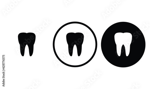 icon tooth black outline for web site design 
and mobile dark mode apps 
Vector illustration on a white background