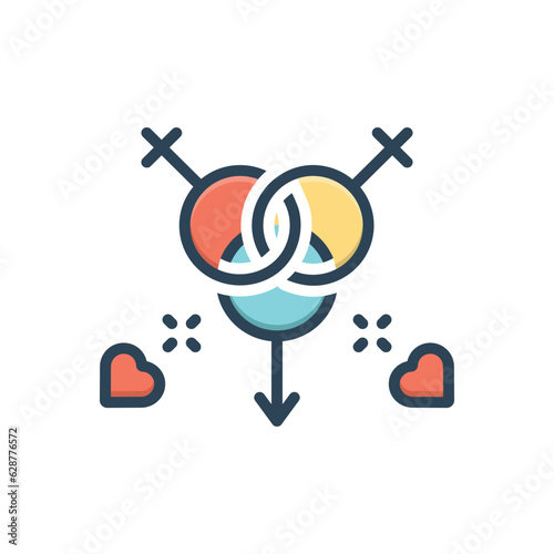 Color illustration icon for interracial