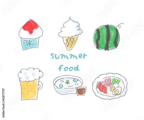 夏の食べ物イラストセット