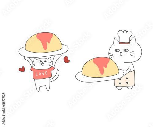 オムライスを運ぶ猫