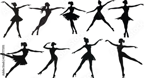 silhouettes of a ballet dancer on isolated background